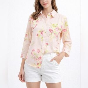 Crazy Horse by Liz Claiborne Women’s Floral Button Front Shirt Size 10 Cotton